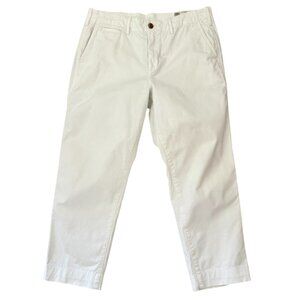 Gap White Cropped Pants Size 10 High Rise Straight Leg Cotton Blend Casual Beach